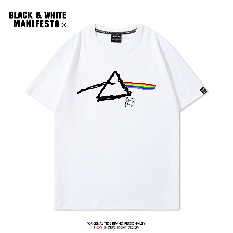 PinkFloyd PinkFloyd Áo thun ngắn tay Ping Floyd Rock Band Retro Loose Casual Nam Hợp thời trang