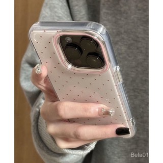 Ốp điện thoại dùng cho iPhone màu hồng chấm sóng IMD Ốp điện thoại iPhone chống rơi iPhone 16/15Promax Ốp bảo vệ 11 lỗ lớn 14/13/12 RSKT