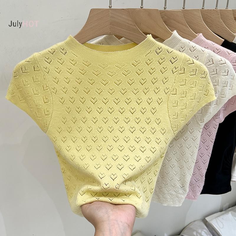 Áo Croptop Len Ice Silk Mỏng Tay Bay Cho Nữ, Thiết Kế Cut-OutSlim, Phù Hợp Mùa Hè 2025