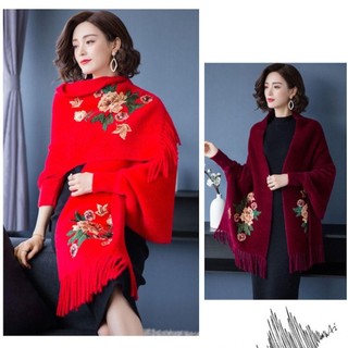 Khăn choàng cashmere thêu MKYCO, ấm áp mùa đông, thiết kế thanh lịch và thời trang dành cho nữ, phù hợp với dạ tiệc hoặc tiệc cưới.