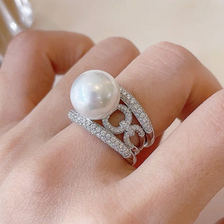 Châu Âu Mỹ ins Nhẫn Ngọc Trai Giả Kim Cương Phong Cách Mới Nữ