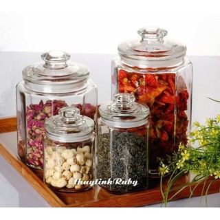 Hũ lọ thủy tinh lục giác đựng thực phẩm, gia vị hũ đựng gia vị, thực phẩm khô, Hũ lọ muối dưa