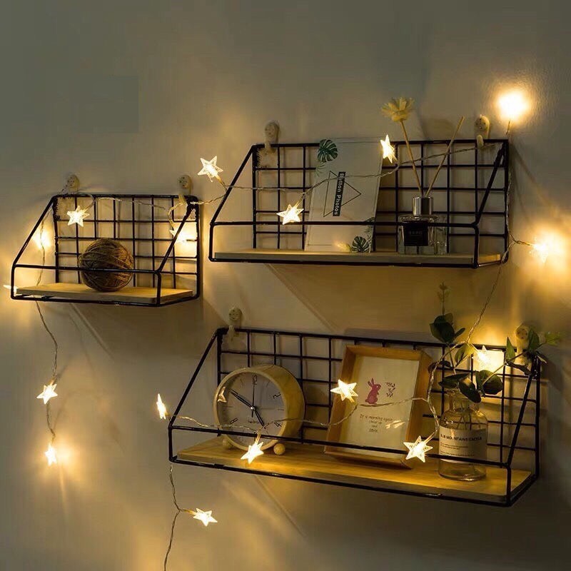 Kệ DánTường Để Đồ,Trang Trí Nhà Cửa ,Decor Phòng, Kệ Sắt Đáy Gỗ, Giá Treo Tường  Đa Năng Tặng Đinh, Miếng Dán FE123