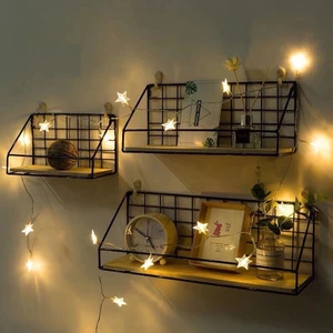 Kệ DánTường Để Đồ,Trang Trí Nhà Cửa ,Decor Phòng, Kệ Sắt Đáy Gỗ, Giá Treo Tường Đa Năng Tặng Đinh, Miếng Dán FE123