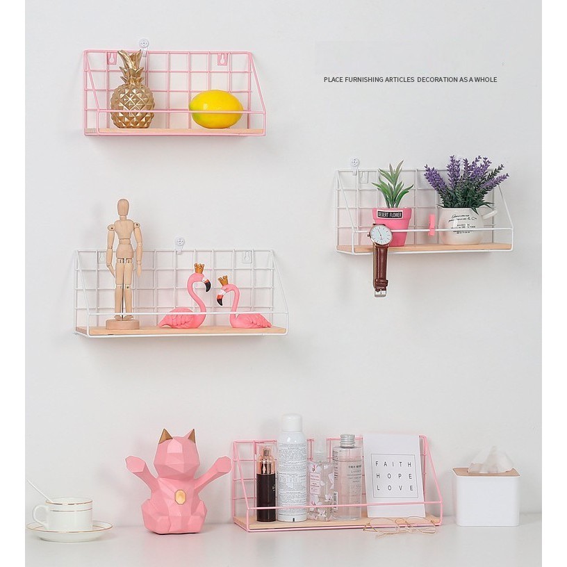 Kệ DánTường Để Đồ,Trang Trí Nhà Cửa ,Decor Phòng, Kệ Sắt Đáy Gỗ, Giá Treo Tường  Đa Năng Tặng Đinh, Miếng Dán FE123