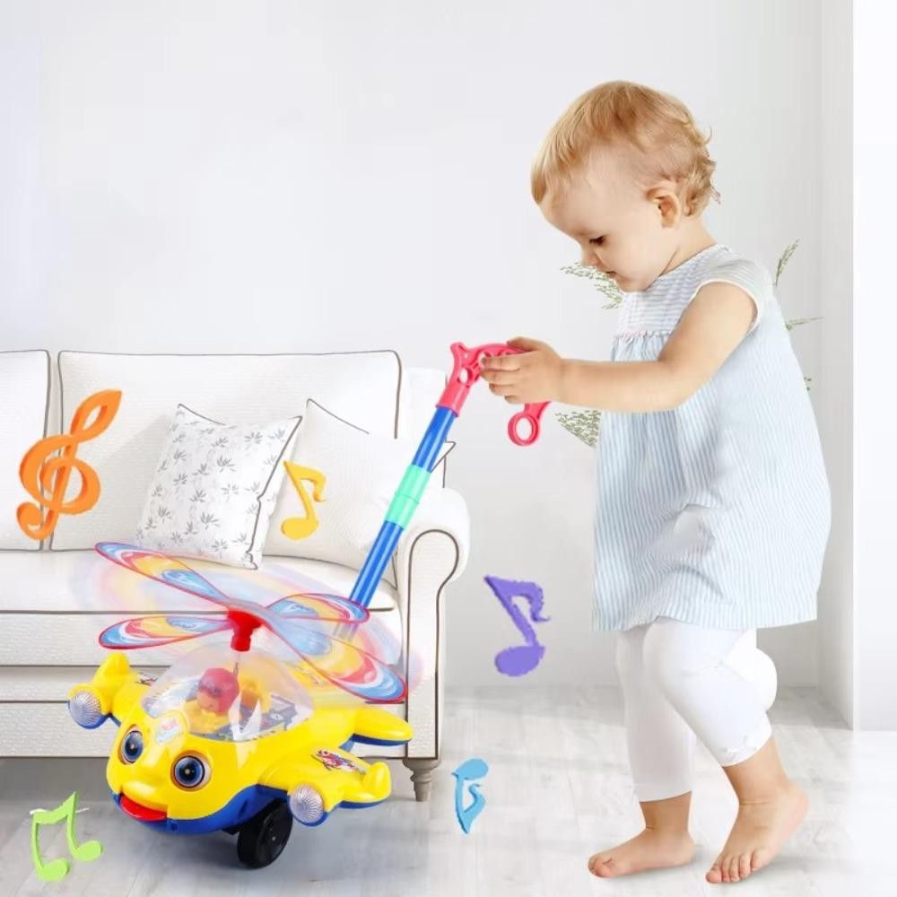 Máy bay đẩy tay trẻ em CATIYAHA, có thể tháo rời bằng chuông Đồ chơi tập đi cho bé, Quà tặng tương tác Đồ chơi đi bộ cho trẻ mới biết đi Hoạt động mẫu giáo