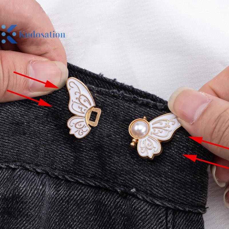 Kudosation 1 Cặp Khóa Eo Cho Nữ Váy Quần Jean Có Thể Điều Chỉnh Eo Kẹp Thắt Lưng Nút Kim Loại Chân Quần Áo Phụ Kiện