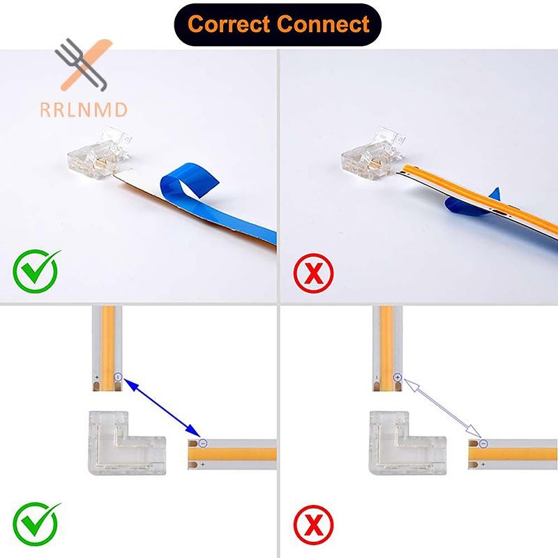 Rrlnmd 5 / 8 / 10MM 2 / 3 / 4Pin FOB COB RGB CCT Băng Đèn LED Dải Đầu nối không hàn Liền mạch Hình chữ L Đầu nối góc 90 độ DIY MỚI