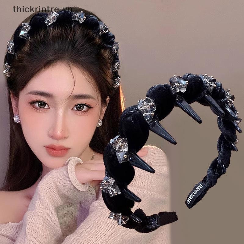 Thi Pháp Sang Trọng Pha Lê Đen Tóc Vòng Hàn Quốc Vintage Tính Khí Tóc Cho Bé Gái Phụ Kiện Tóc Mũ VN