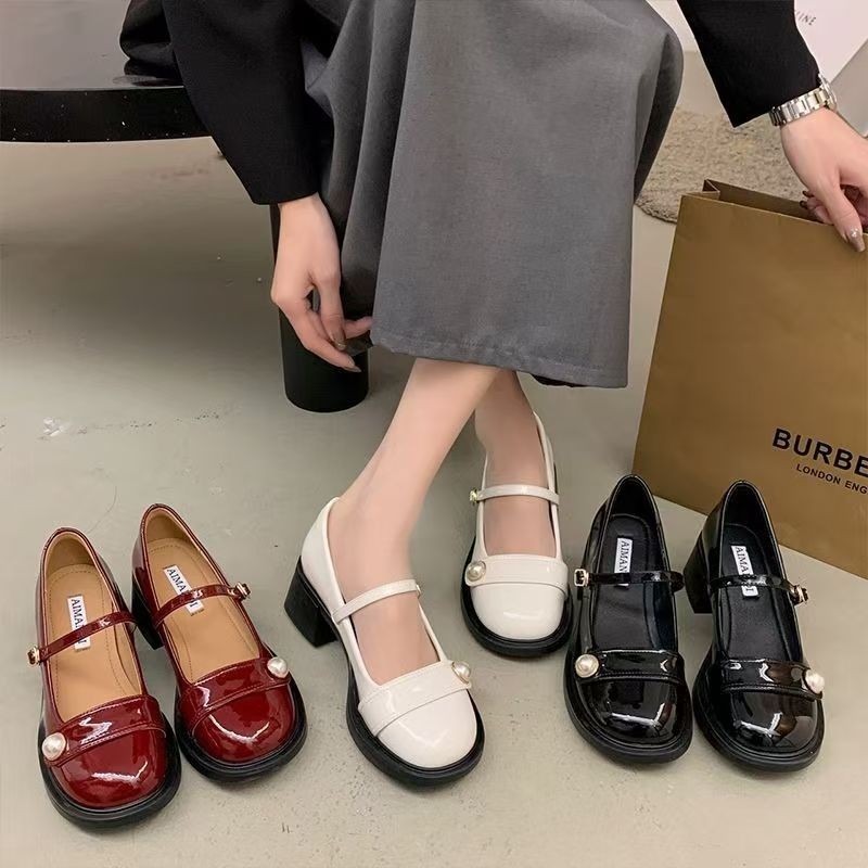 🔥Còn hàng🔥Giày búp bê 7p,cao gót 7 phân,giày búp bê đế cao,trắng đen và đỏ(size 35-41)