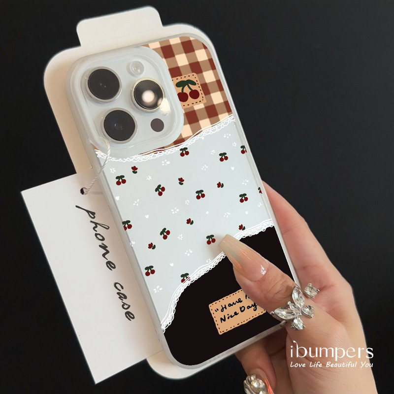 ibumpers Ốp Điện Thoại iPhone Hình Gấu Ca Rô Phong Cách Nữ Tính Với Dây Vhuyền Treo Hình Gấu Lông Tơ Ốp Lưng Trong Suốt Nhám Mờ Chống Bẩn Chống Sốc Cho IPhone 16 15 14 12 13 11 Pro Max IP 7 8 Plus X XS XR