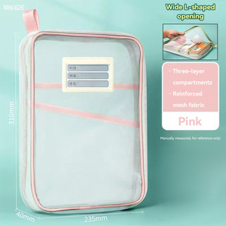 Túi đựng tài liệu có khóa kéo trong suốt Thư mục tập tin mở dung lượng lớn có túi trong suốt Đồ dùng học sinh Văn phòng phẩm