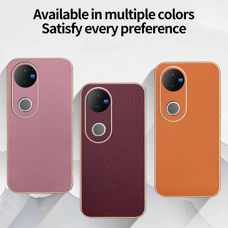 Ốp Lưng Cho Vivo V50 Da Màu Trơn Thanh Lịch Siêu Mỏng TPU Mạ Điện Edge Vỏ Điện Thoại Chống Sốc