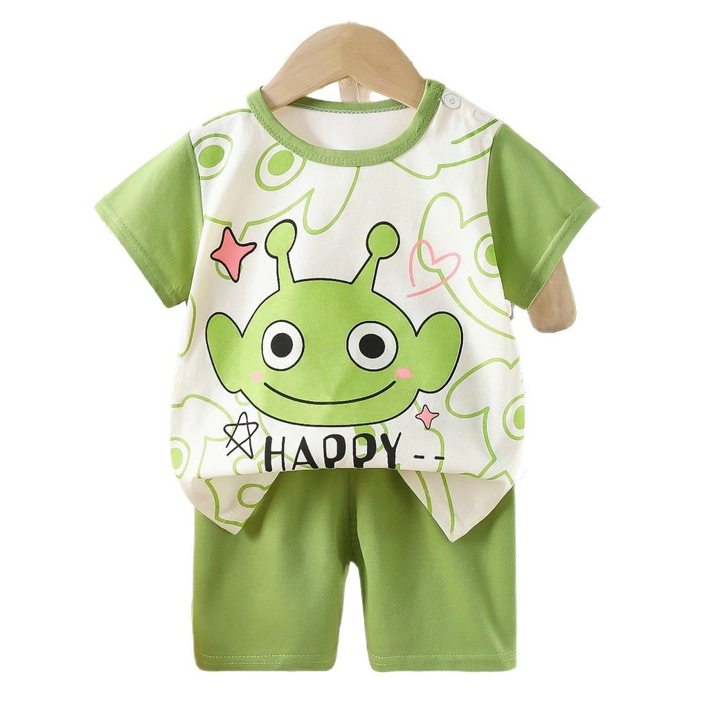 Trẻ Em Cotton Nguyên Chất Ngắn Tay Phù Hợp Với Bé Trai Bé Gái Mùa Hè Mỏng Phong Cách Thoáng Khí Hai Mảnh Áo Thun Tay Ngắn Top​ 73.-130 Kích thước BPRZ