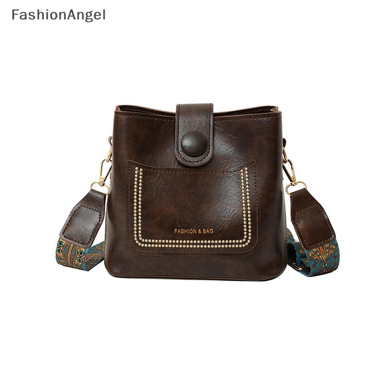 FashionAngel Vintage Đơn Giản Da Xô Đeo Ngang Túi Nữ Thiết Kế Sang Trọng Túi Xách Nữ Đen Đeo Vai VN