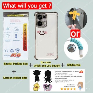 Ốp lưng OPPO Reno 13F 13 Pro, ốp lưng OPPO Reno 13 5G, ốp lưng trong suốt hình mặt cười may mắn, mềm mại, chống sốc với bảo vệ ống kính camera, ốp lưng dày có túi khí sang trọng cho nữ sinh