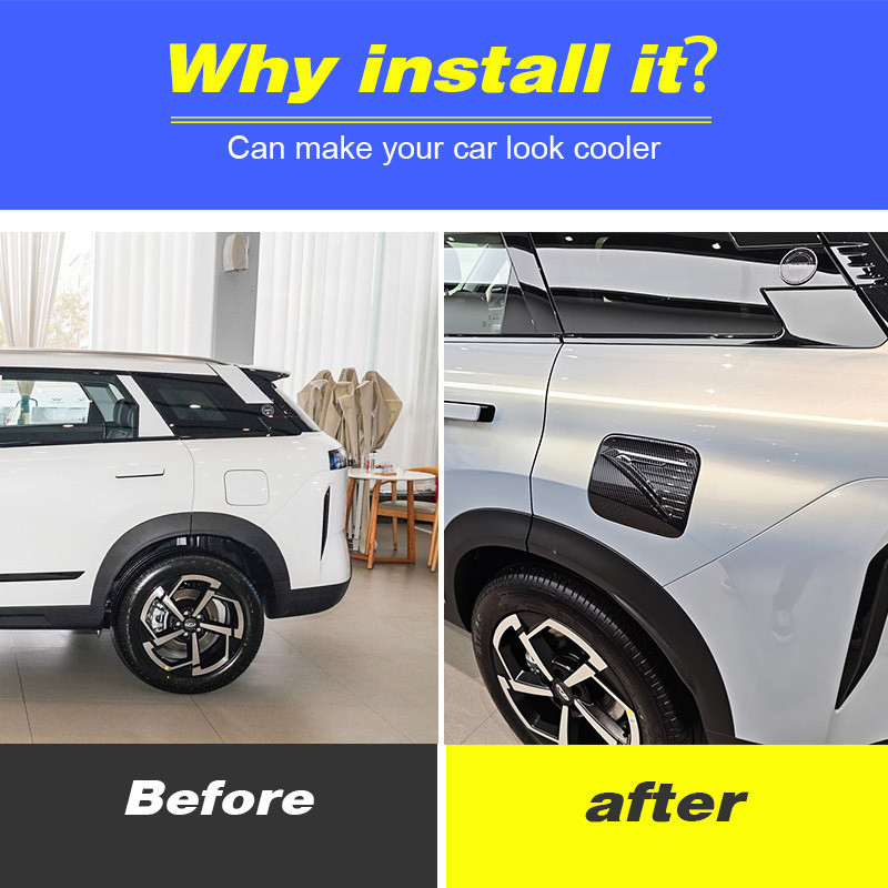 Nắp bình xăng ô tô Vỏ trang trí cho CHERY Jaecoo J7 / J7 PHEV 2026 2025 2023 ~ Hiện tại Nhựa mạ Chrome Họa tiết sợi Carbon ô tô Sửa đổi ngoại thất Phụ kiện các bộ phận