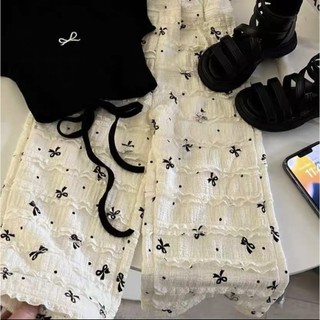 Bộ đồ ngắn tay cho bé gái mùa hè mới thời trang áo hở lưng có nơ quần ống rộng