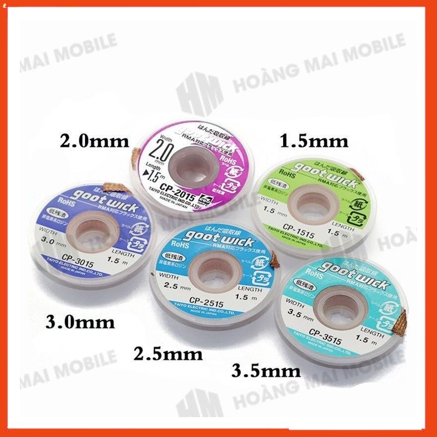 Dây đồng hút thiếc GOOT CP-1515, dây dài 1.5m - 10 cuộn