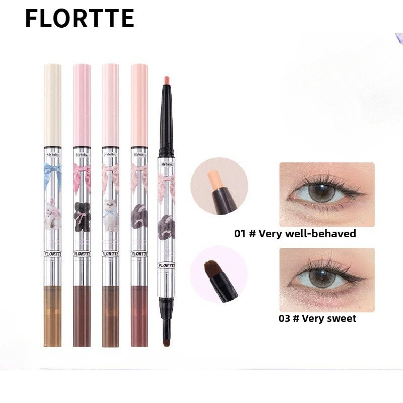 FLORTTE Bút lông tơ hai đầu, highlighter mờ, bút kẻ mắt sáng TSYA