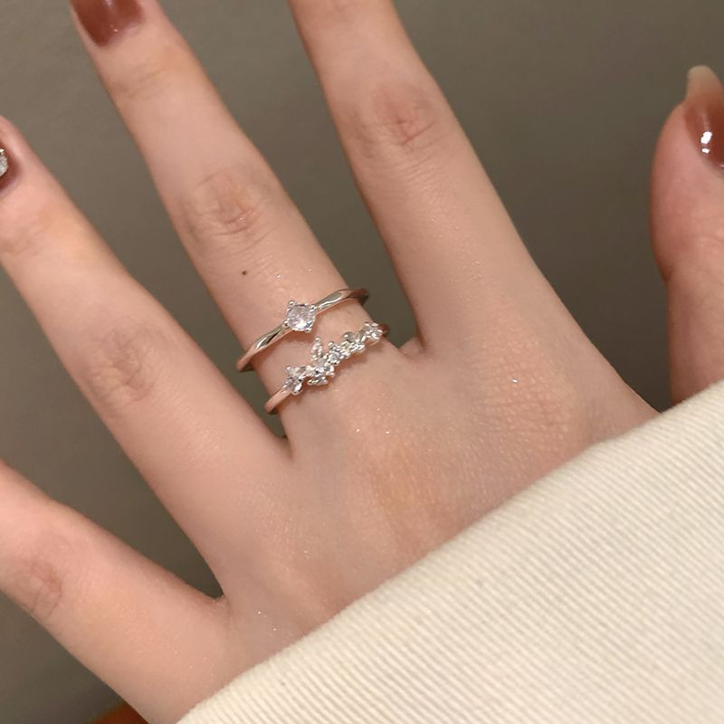 Nhẫn nữ xếp chồng zircon hình bướm thời trang và thanh lịch bán chạy