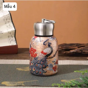 Bình Giữ Nhiệt Inox 316 Mini 300ml Vintage Hoạ Tiết Phong Cách Xứ Hoa Anh Đào Có Quai Xách