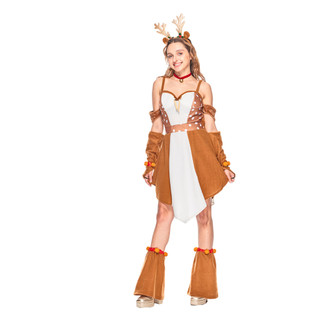 Phụ Nữ Đáng Yêu Santa Hươu Đầm Giáng Sinh Tuần Lộc Linh Vật Hóa Trang Halloween Động Vật Onesie