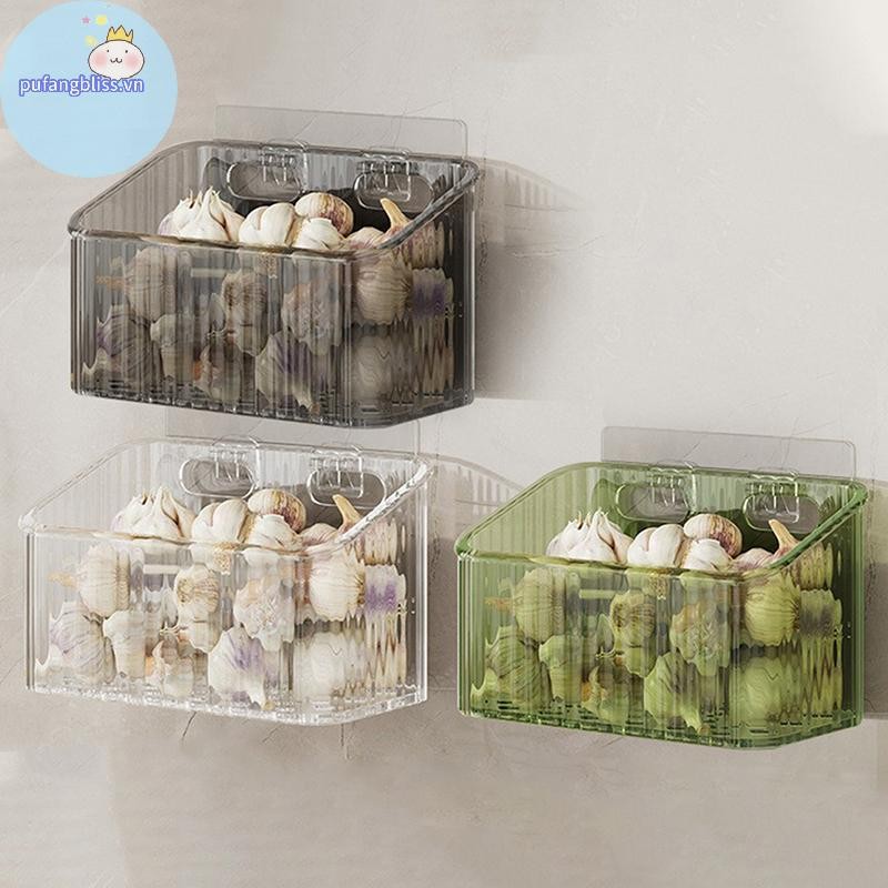 Pufangbliss 1 Cái Nhà Bếp Tỏi Gừng Và Hành Trong Suốt Giỏ Bảo Quản Treo Tường- Nhỏ Treo Tường Hộp Bảo Quản Giá Để Đồ VN