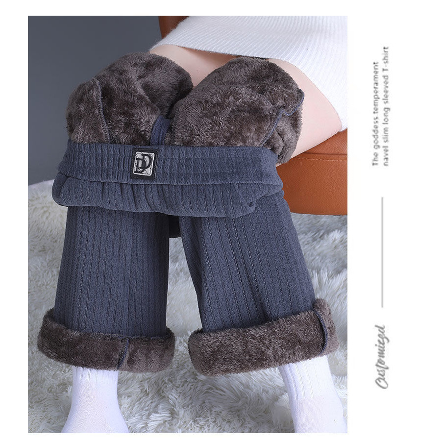 Quần lót nhung Quần Ống Loe Nữ quần cotton ống đứng thường ngày nhung cừu siêu dày mùa thu đông cho nữ