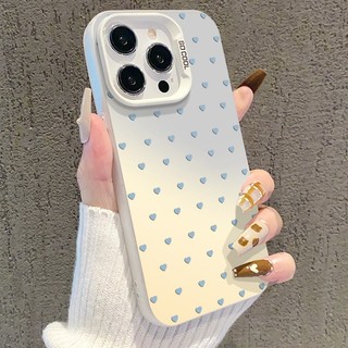 Ốp Lưng Cứng Tương Thích Với IPhone 7 8 Plus SE2 SE3 X Xs XR XsMax 11 12 13 14 15 16 Pro Max 12mini 13mini 14Plus 15Plus 16Plus Vỏ Họa Tiết Trái Tim Đáng Yêu Màu Xanh Trắng