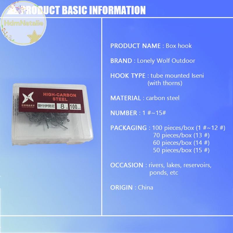 Hdmnatalie 1 Hộp Thép Carbon Cao Vòng Tròn Móc Câu Cá Nước Ngọt Fishhook Lỗ Cá Chép Mạnh Mẽ Giải Quyết Cá Chất Lượng Cao VN