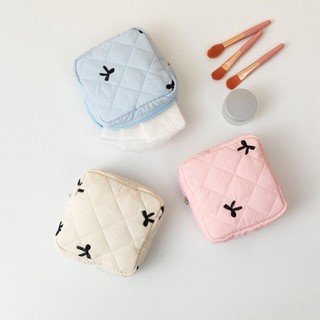 Túi đựng khăn ăn vệ sinh THEHOMECO, Túi trang điểm nhỏ bằng vải Cotton, Túi ly hợp Mini Coquette Bow dành cho nữ [Còn hàng]