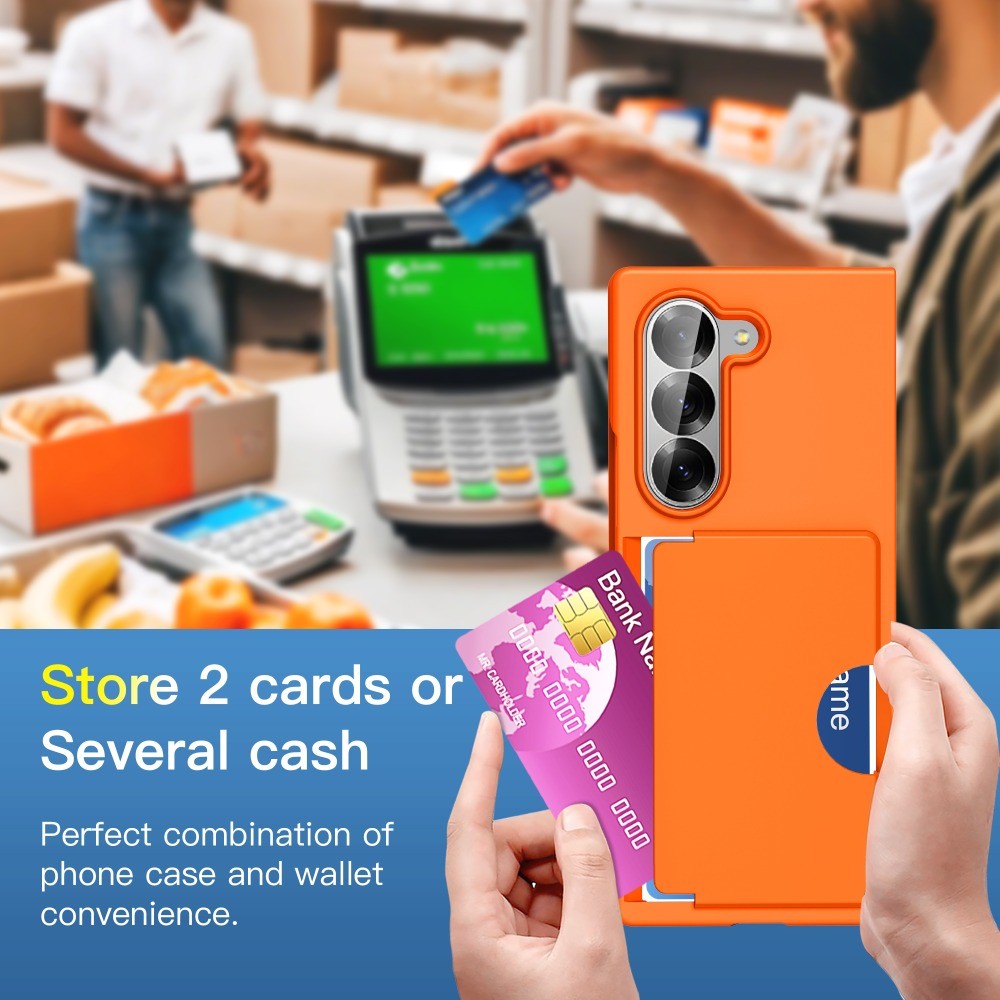Pc Vỏ Cứng Ví Đựng Thẻ Ốp Lưng Điện Thoại Samsung Galaxy Z Fold 6 Fold6 ZFold6 5G Vỏ Bảo Vệ Chống Sốc