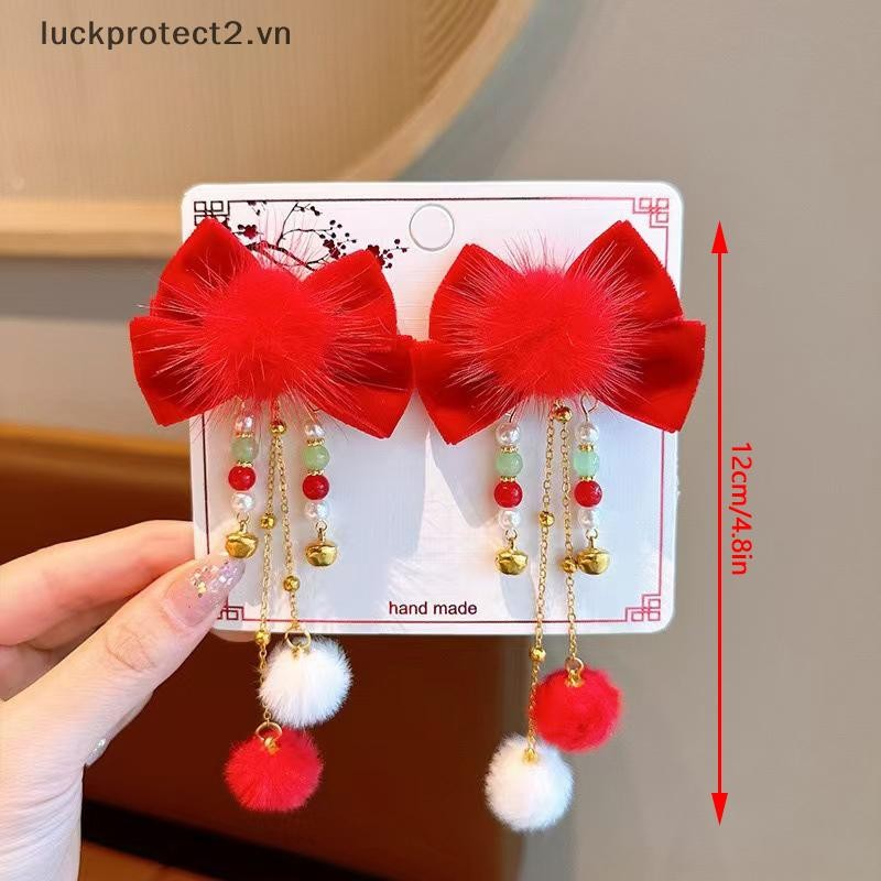 # Hot sale # 1 cặp Mũ nón bé gái phong cách Trung Quốc Phụ kiện tóc Tết Nguyên Đán seels Phụ kiện ngày lễ năm mới.