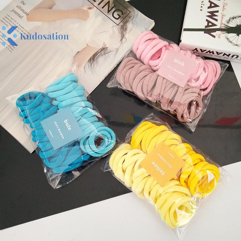 Kudosation 50 Cái / bộ Dây Buộc Tóc Co Giãn Bé Gái Phụ Kiện Tóc Nhiều Màu Sắc Nylon Trẻ Em Scrunchie Quà Tặng