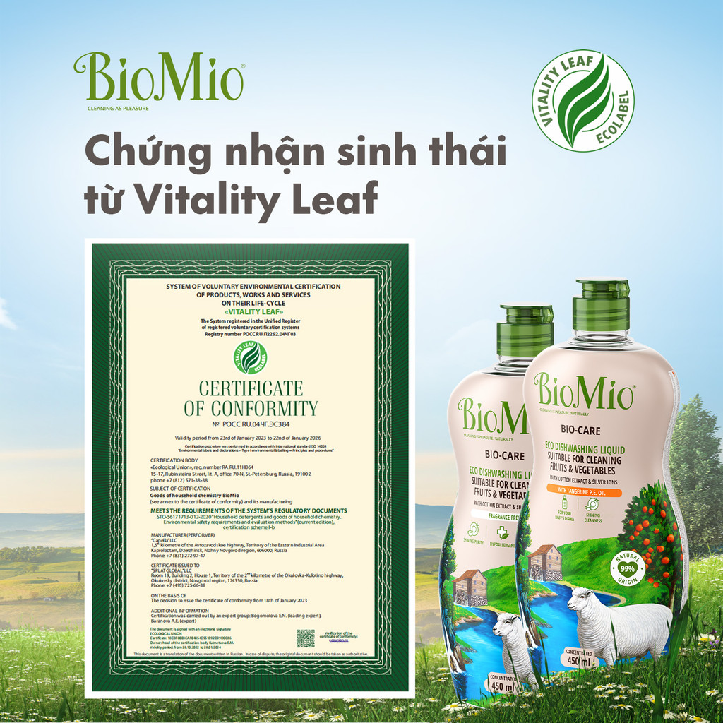 Mô tả Nước rửa chén bát hữu cơ BIOMIO BIO-CARE 450ml đa năng an toàn rửa được trái cây rau chén bát em bé - 9
