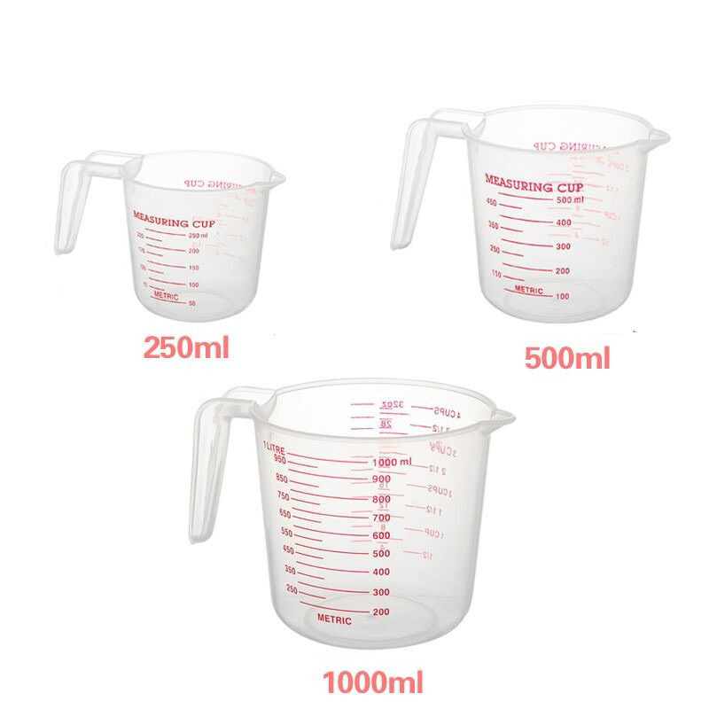 Ca pha chế đo ml bộ 3 250ml, 500ml, 1000ml có vạch, Bộ 3 ca đong pha chế Việt Nhật
