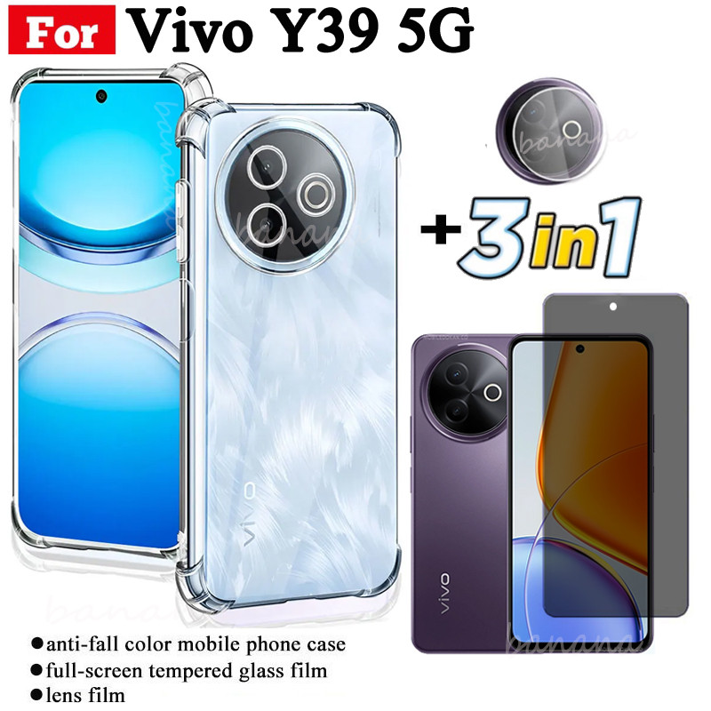 Ốp Điện Thoại Chống Sốc Vivo Y39 5G Cho Vivo Y04 Y03 Y03T Y18 Chống Gián Điệp Bảo Vệ Toàn Diện Kính Cường Lực Bảo Vệ Màn Hình Và Phim Ống Kính