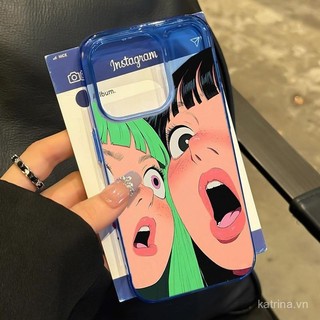 Ốp điện thoại trong suốt cao hai cô gái ngạc nhiên cho iPhone 11 X XS XR XSMAX 13 14 15 16 ProMax 12 PRO 14 15 16 PLUS QYJS Ốp mềm chống sốc bảo vệ bán trong suốt XDS5