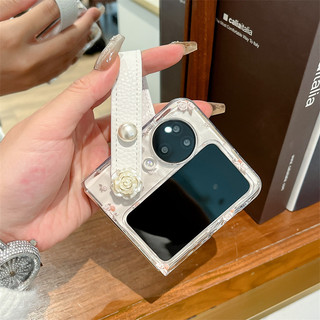 Ốp điện thoại gấp cho Oppo Find N2 N3 Flip Trong suốt gợn nước hoa hồng vòng tay cứng vỏ điện thoại tpu
