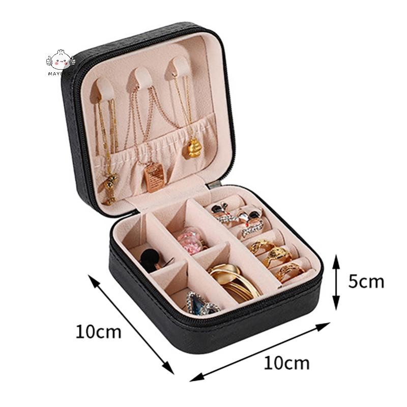 Maybest Trang Sức Người Tổ Chức Hộp Trang Sức Di Động Hiển Thị Hộp Đựng Trang Sức Du Lịch Nút Da Bảo Quản Dây Kéo Trang Sức Joyero Màn Hình {VN}
