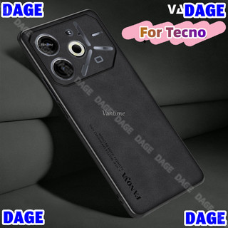 Cod cho Tecno Pova 6 Neo 4G Bao da PU Vỏ ống kính Matte Slim Back Vỏ chống sốc DAGE