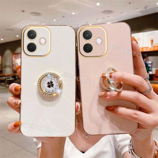 Ốp điện thoại OPPO A5 Pro 5G 4G 2025 Vỏ thiết kế mới OPPO A5Pro OPPOA5Pro Vỏ điện thoại mạ điện silicon mềm sang trọng có giá đỡ nhẫn