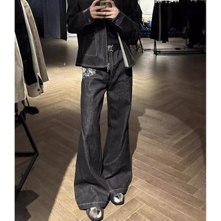 Gksss Quần jean nam thời trang đường phố cao cấp Mỹ dáng rộng giản dị chất lượng cao thiết kế phong cách trung tính