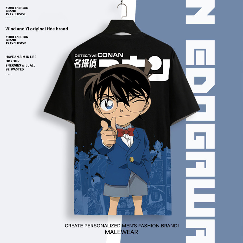 GN Thám Tử Lừng Danh Conan Jimmy Kudo Hoạt Hình Dễ Thương Cosplay Vải 3D Áo ThunAnime Tay Ngắn Top Trẻ Em NG