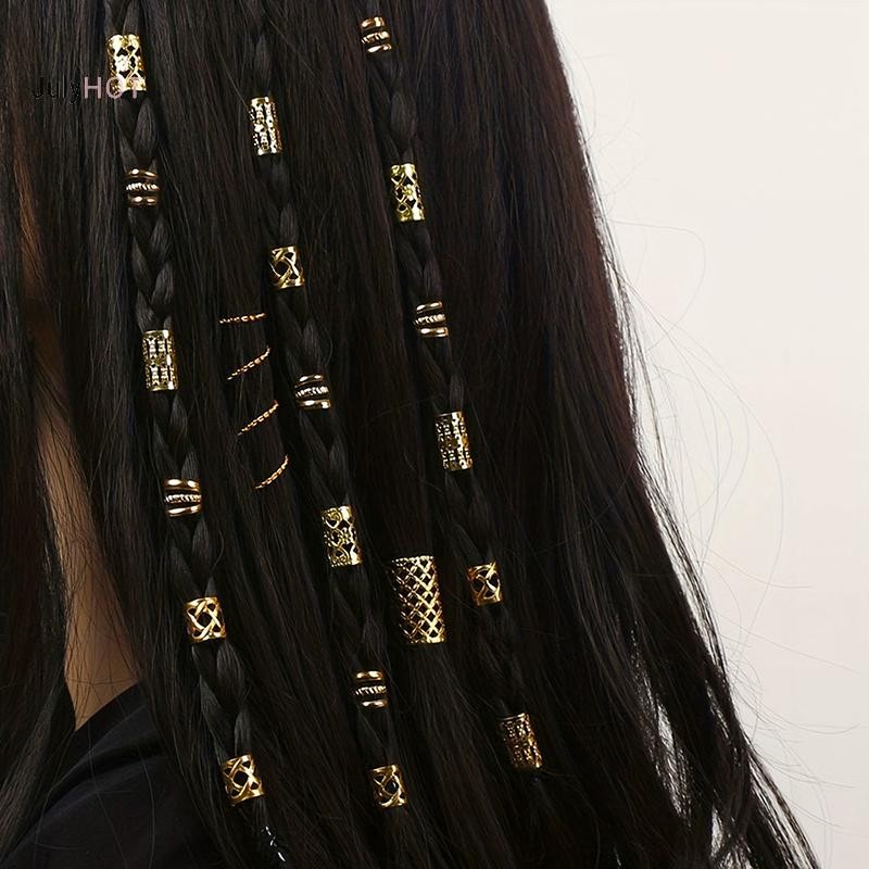 Julyhot 60 / 90 Chiếc Hợp Kim Tóc Trang Sức Tóc Vòng Bím Tóc Kim Loại Dreadlock Hạt Tóc Nhẫn Đa Phong Cách Bím Tóc Phụ Kiện Massivedeals