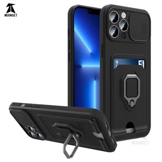 Dành Cho iphone 13 Pro / 12 Pro / 11 Pro Max Ốp Lưng 4 Trong 1 Trượt Camera Bao Đựng Thẻ Đứng Vuông Freebie Dây Chống Sốc Chống Rơi Mỏng Mềm TPU Cover