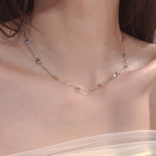 Vòng Cổ Vuông Nhiều Màu Sắc Đá Quý Vòng Cổ Vàng Cho Nữ Mỏng Xương Đòn Dây Xích Phong Cách Hàn Quốc Ngọt Ngào Dopamine Màu Ánh Sáng Sang Trọng Thiết Kế Niche Vòng Cổ Sinh Viên
