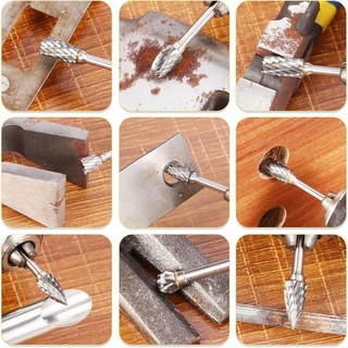 Bộ 10 Mũi Khoan Cacbua Vonfram – Đầu Mài Khắc Gỗ, Mài Kim Loại, Dụng Cụ Quay Mini, Mũi Mài CNC Chuyên Dụng