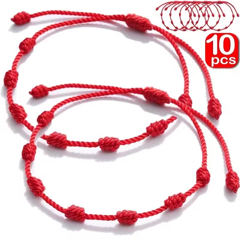 May Mắn 7 Nút Dây Đỏ Vòng Tay May Mắn Thu Hút Sự Giàu Có Bùa Hộ Mệnh Thành Công Anklets Vòng Tay Quà Tặng Cho Cặp Đôi Bạn Bè